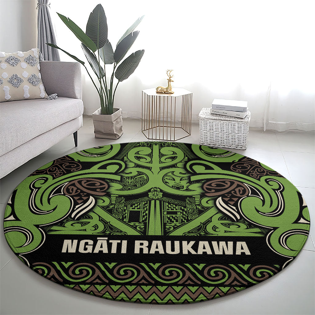 Aotearoa Iwi Ngati Raukawa Round Carpet Maori Wharenui House Tribal Pattern