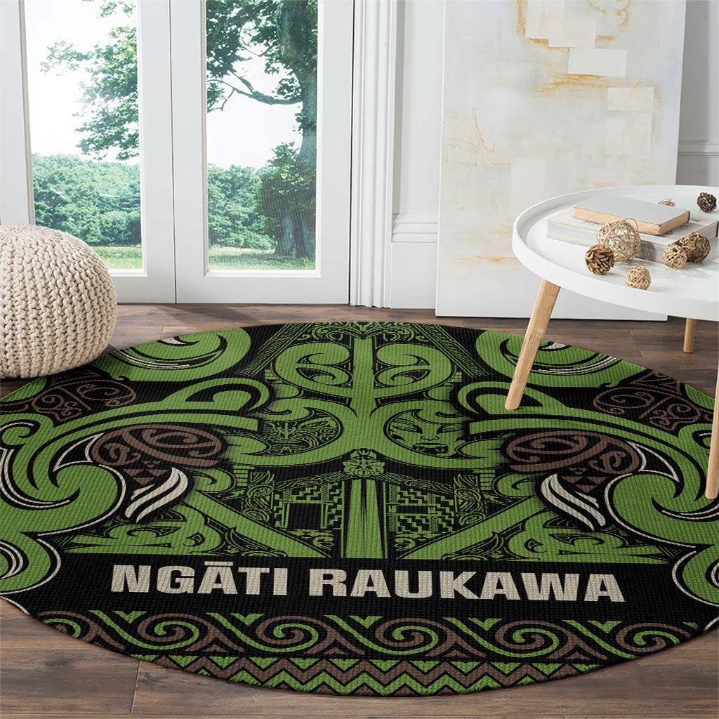 Aotearoa Iwi Ngati Raukawa Round Carpet Maori Wharenui House Tribal Pattern