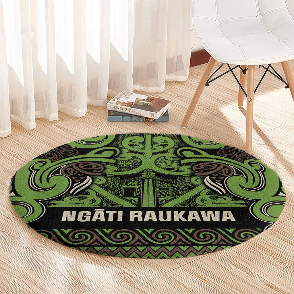 Aotearoa Iwi Ngati Raukawa Round Carpet Maori Wharenui House Tribal Pattern