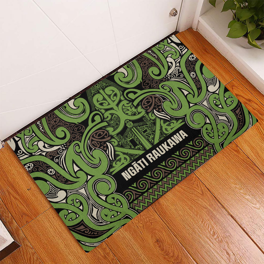 Aotearoa Iwi Ngati Raukawa Rubber Doormat Maori Wharenui House Tribal Pattern