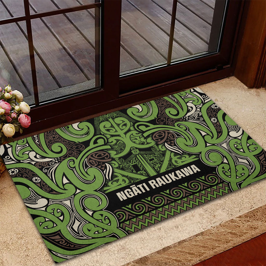 Aotearoa Iwi Ngati Raukawa Rubber Doormat Maori Wharenui House Tribal Pattern