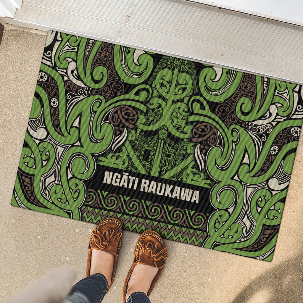 Aotearoa Iwi Ngati Raukawa Rubber Doormat Maori Wharenui House Tribal Pattern