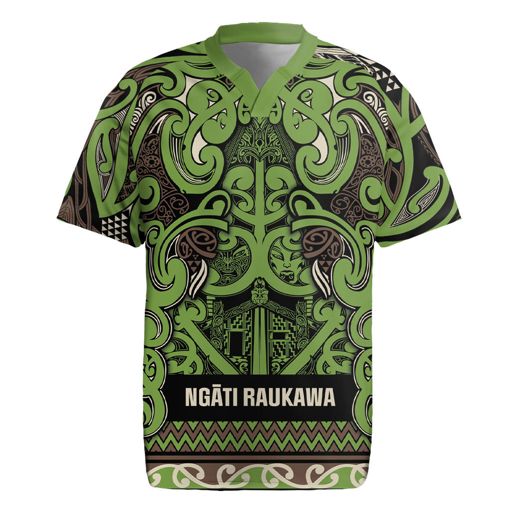 Aotearoa Iwi Ngati Raukawa Rugby Jersey Maori Wharenui House Tribal Pattern