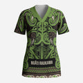 Aotearoa Iwi Ngati Raukawa Scrub Top Maori Wharenui House Tribal Pattern