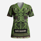 Aotearoa Iwi Ngati Raukawa Scrub Top Maori Wharenui House Tribal Pattern
