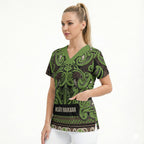 Aotearoa Iwi Ngati Raukawa Scrub Top Maori Wharenui House Tribal Pattern