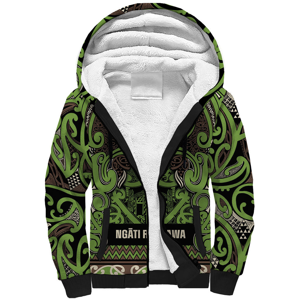 Aotearoa Iwi Ngati Raukawa Sherpa Hoodie Maori Wharenui House Tribal Pattern