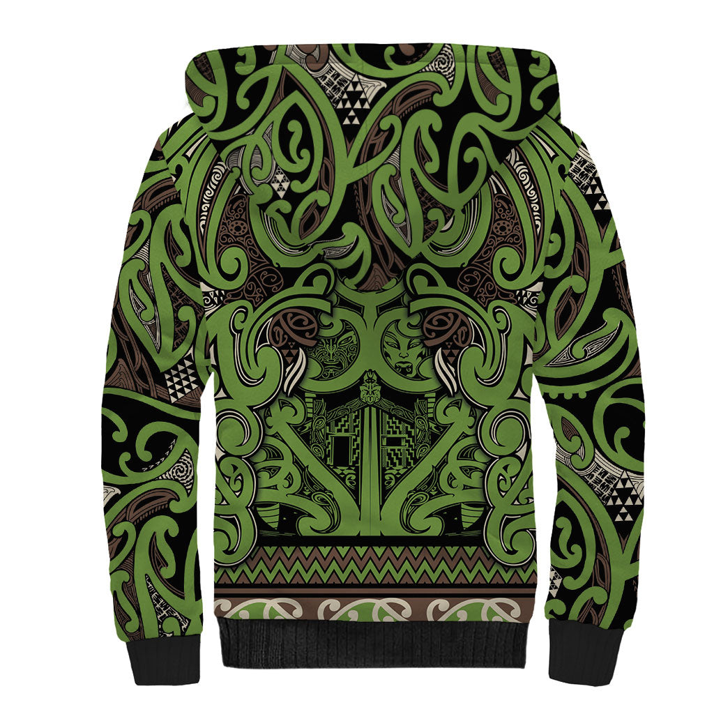 Aotearoa Iwi Ngati Raukawa Sherpa Hoodie Maori Wharenui House Tribal Pattern