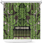 Aotearoa Iwi Ngati Raukawa Shower Curtain Maori Wharenui House Tribal Pattern