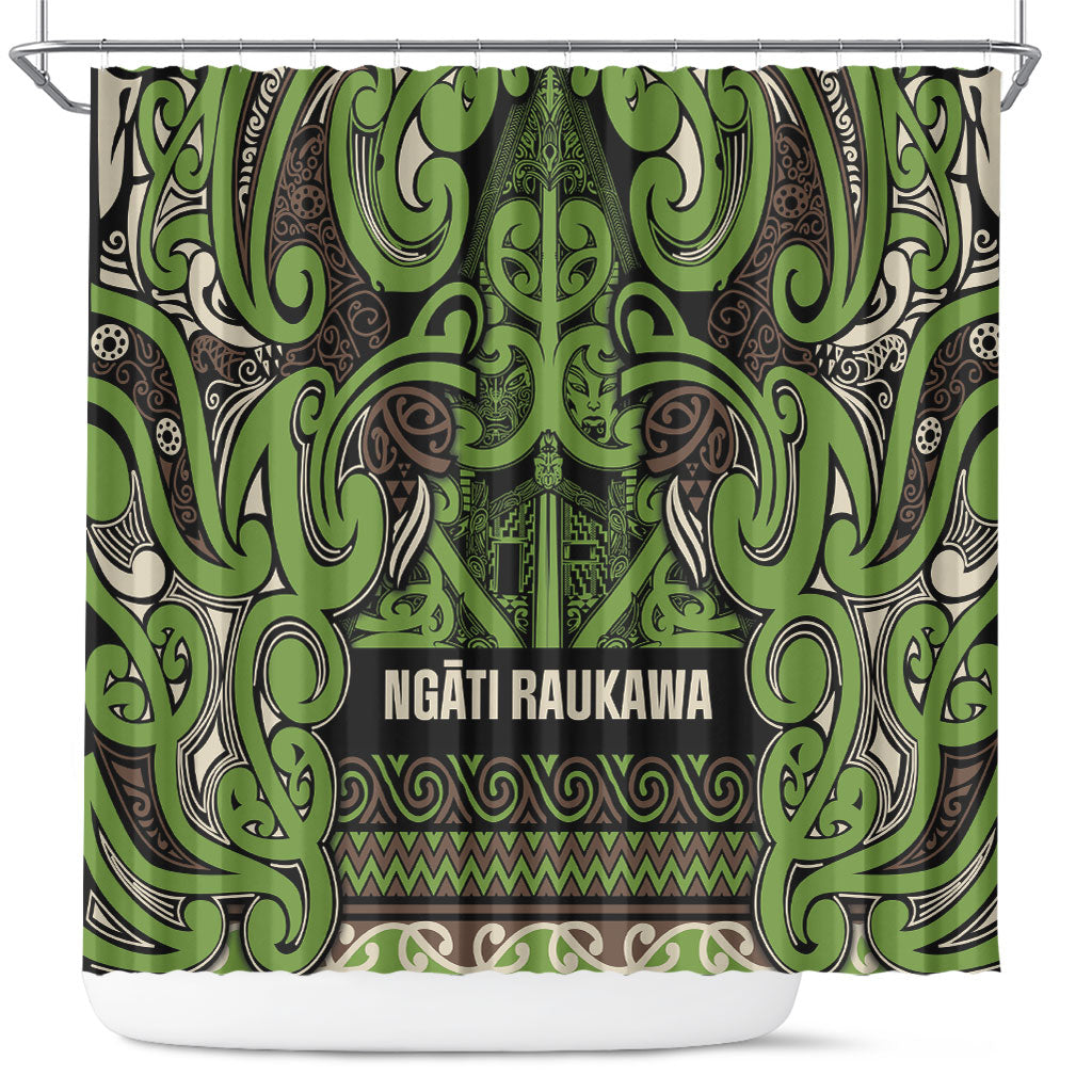 Aotearoa Iwi Ngati Raukawa Shower Curtain Maori Wharenui House Tribal Pattern