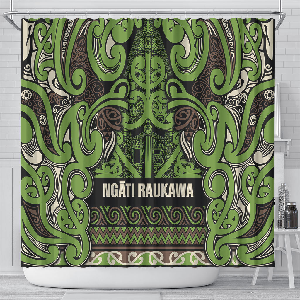 Aotearoa Iwi Ngati Raukawa Shower Curtain Maori Wharenui House Tribal Pattern