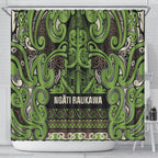 Aotearoa Iwi Ngati Raukawa Shower Curtain Maori Wharenui House Tribal Pattern
