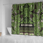 Aotearoa Iwi Ngati Raukawa Shower Curtain Maori Wharenui House Tribal Pattern