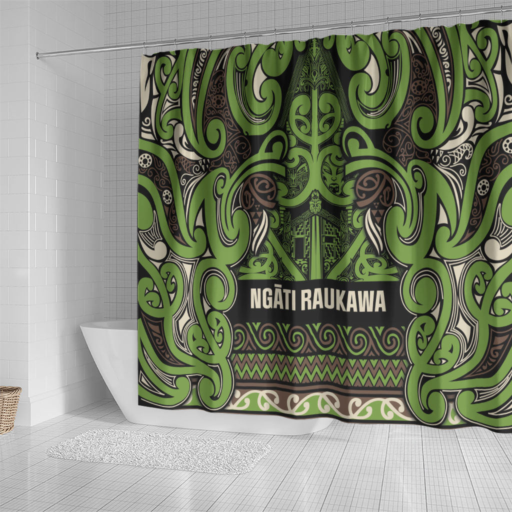 Aotearoa Iwi Ngati Raukawa Shower Curtain Maori Wharenui House Tribal Pattern
