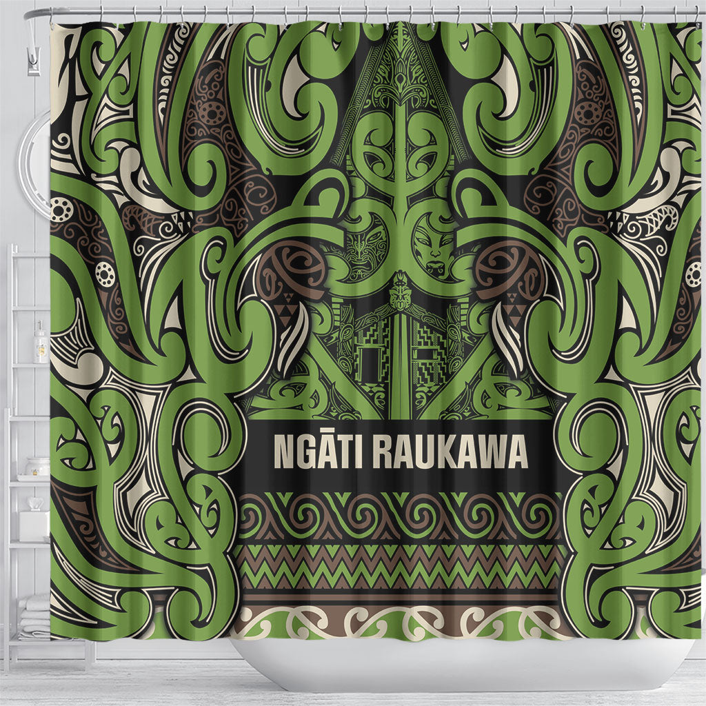 Aotearoa Iwi Ngati Raukawa Shower Curtain Maori Wharenui House Tribal Pattern