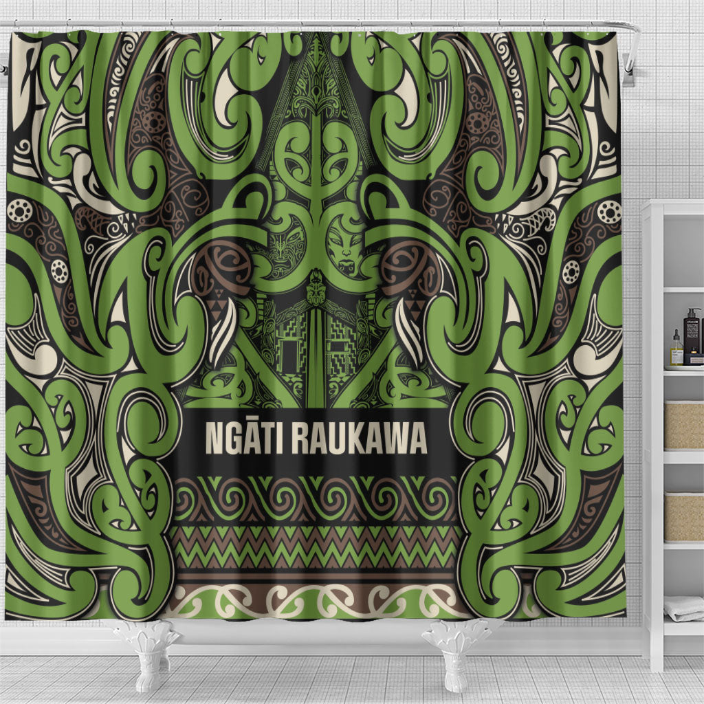 Aotearoa Iwi Ngati Raukawa Shower Curtain Maori Wharenui House Tribal Pattern