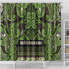 Aotearoa Iwi Ngati Raukawa Shower Curtain Maori Wharenui House Tribal Pattern