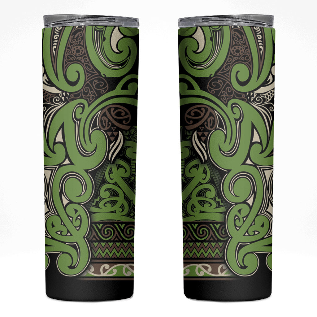 Aotearoa Iwi Ngati Raukawa Skinny Tumbler Maori Wharenui House Tribal Pattern