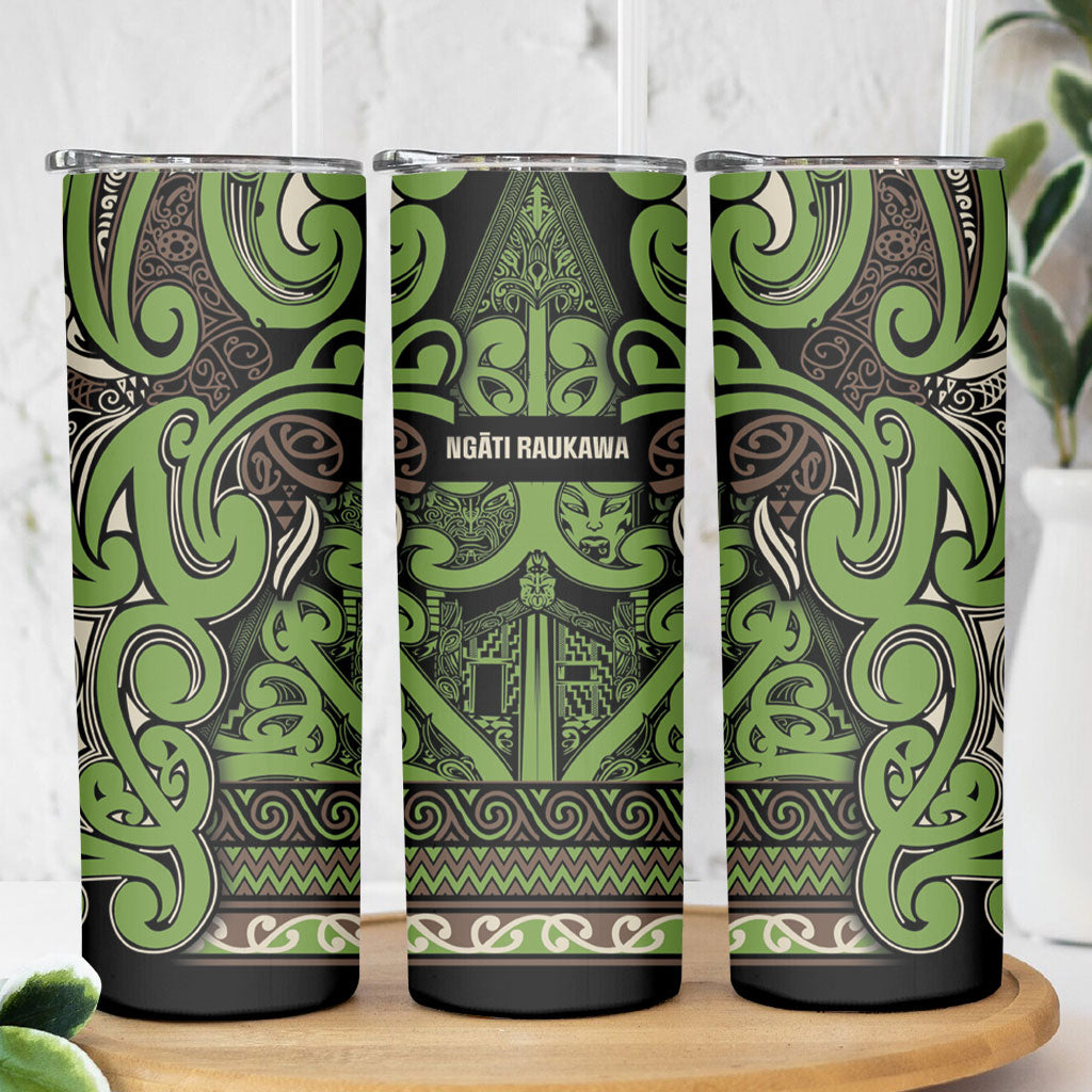 Aotearoa Iwi Ngati Raukawa Skinny Tumbler Maori Wharenui House Tribal Pattern