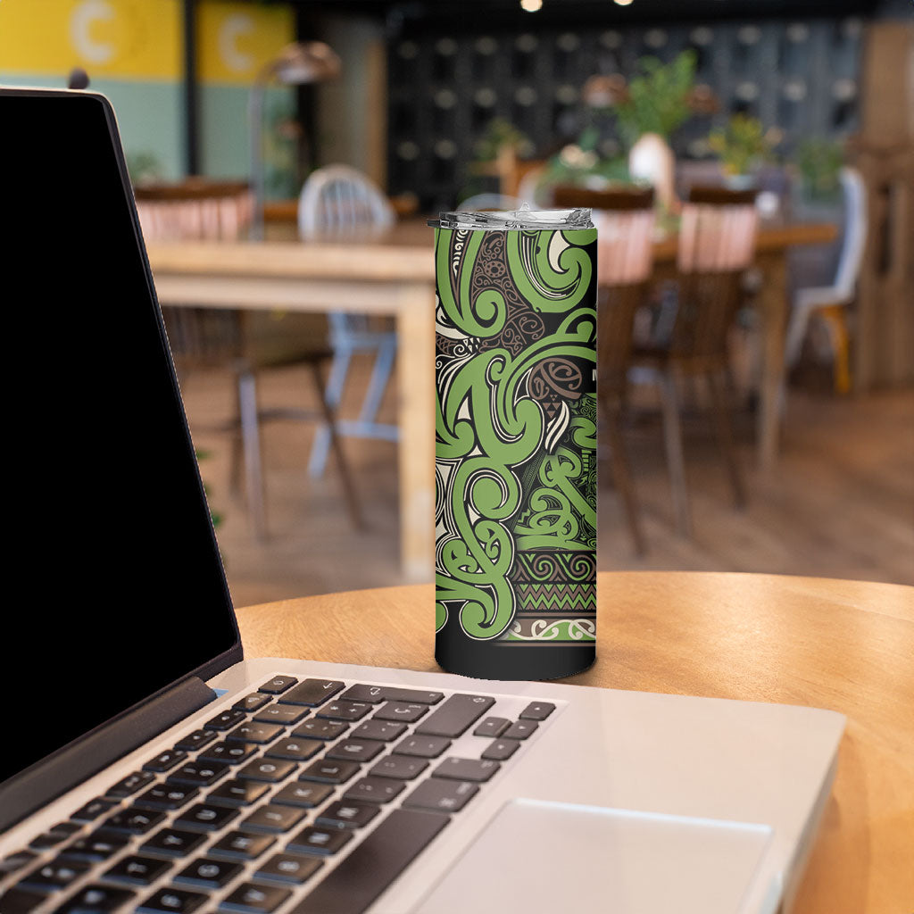 Aotearoa Iwi Ngati Raukawa Skinny Tumbler Maori Wharenui House Tribal Pattern