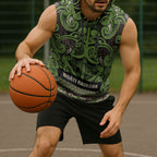 Aotearoa Iwi Ngati Raukawa Sleeveless Hoodie Maori Wharenui House Tribal Pattern