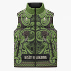 Aotearoa Iwi Ngati Raukawa Sleeveless Puffer Jacket Maori Wharenui House Tribal Pattern
