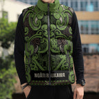 Aotearoa Iwi Ngati Raukawa Sleeveless Puffer Jacket Maori Wharenui House Tribal Pattern
