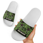 Aotearoa Iwi Ngati Raukawa Slide Sandals Maori Wharenui House Tribal Pattern