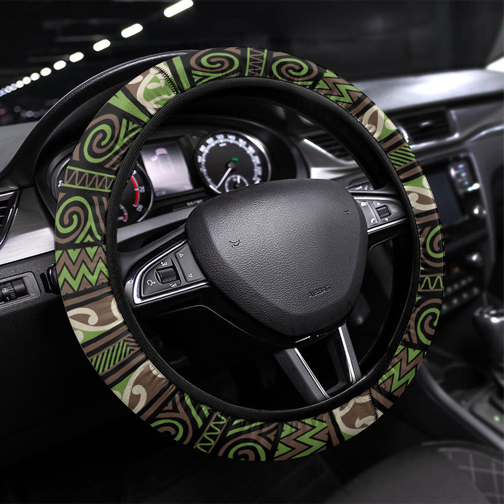 Aotearoa Iwi Ngati Raukawa Steering Wheel Cover Maori Wharenui House Tribal Pattern