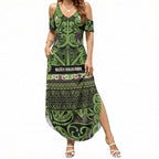 Aotearoa Iwi Ngati Raukawa Summer Maxi Dress Maori Wharenui House Tribal Pattern