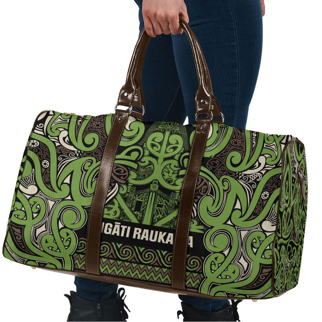 Aotearoa Iwi Ngati Raukawa Travel Bag Maori Wharenui House Tribal Pattern