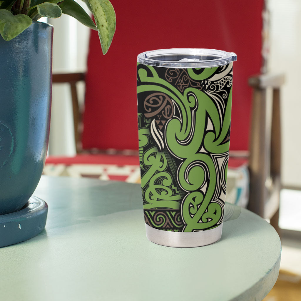 Aotearoa Iwi Ngati Raukawa Tumbler Cup Maori Wharenui House Tribal Pattern