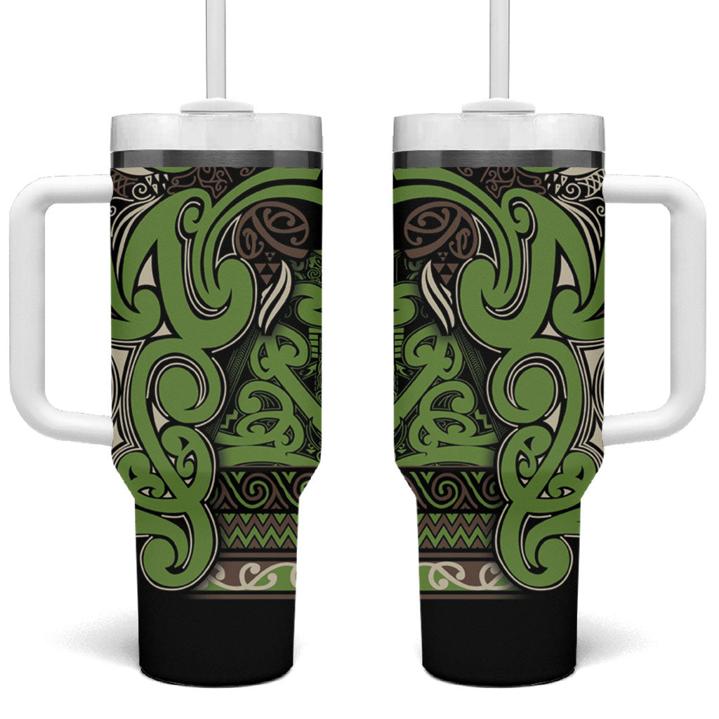 Aotearoa Iwi Ngati Raukawa Tumbler With Handle Maori Wharenui House Tribal Pattern