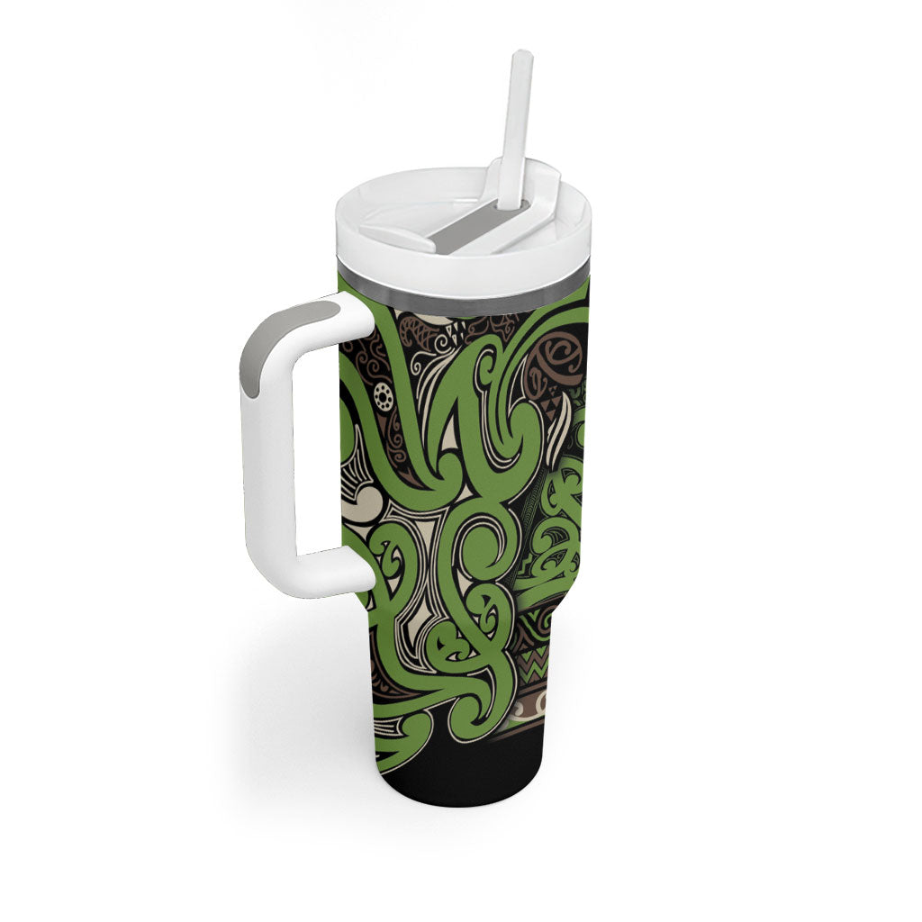 Aotearoa Iwi Ngati Raukawa Tumbler With Handle Maori Wharenui House Tribal Pattern