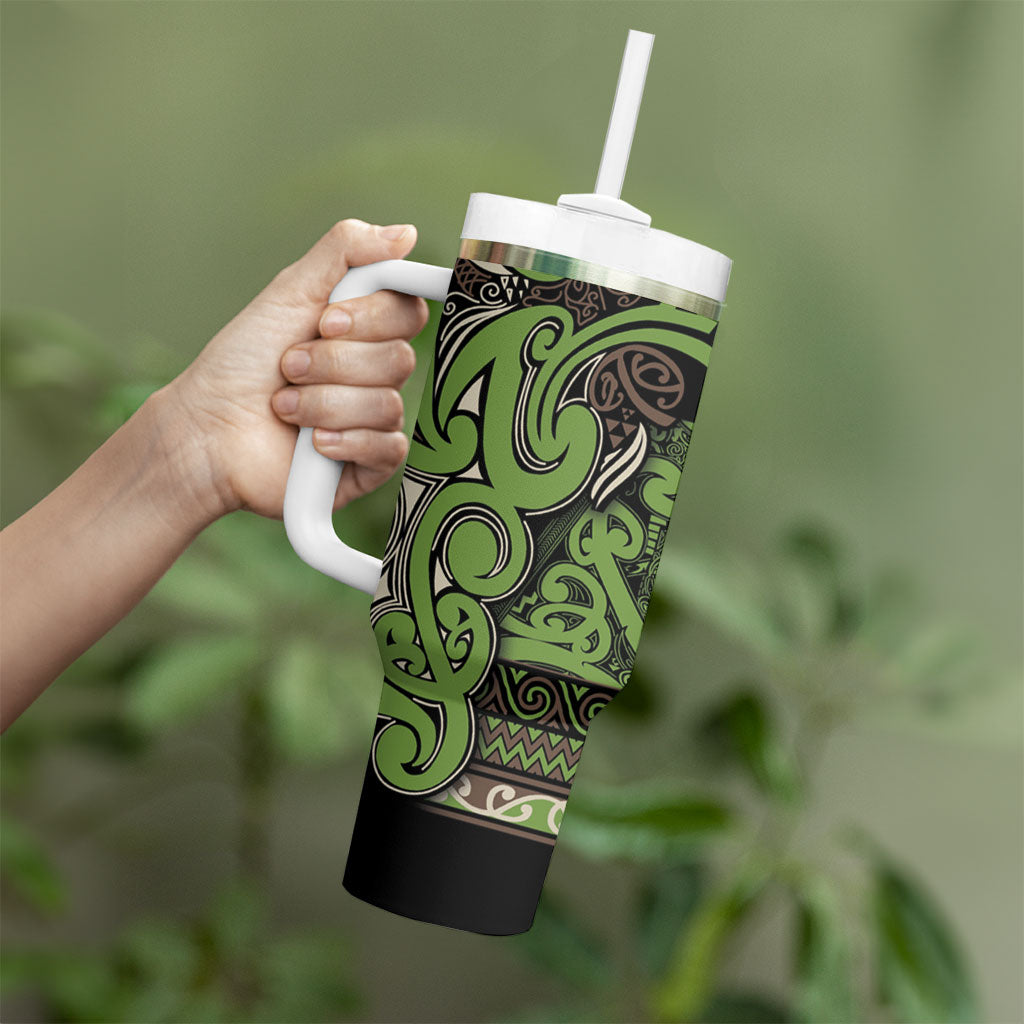 Aotearoa Iwi Ngati Raukawa Tumbler With Handle Maori Wharenui House Tribal Pattern