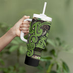 Aotearoa Iwi Ngati Raukawa Tumbler With Handle Maori Wharenui House Tribal Pattern