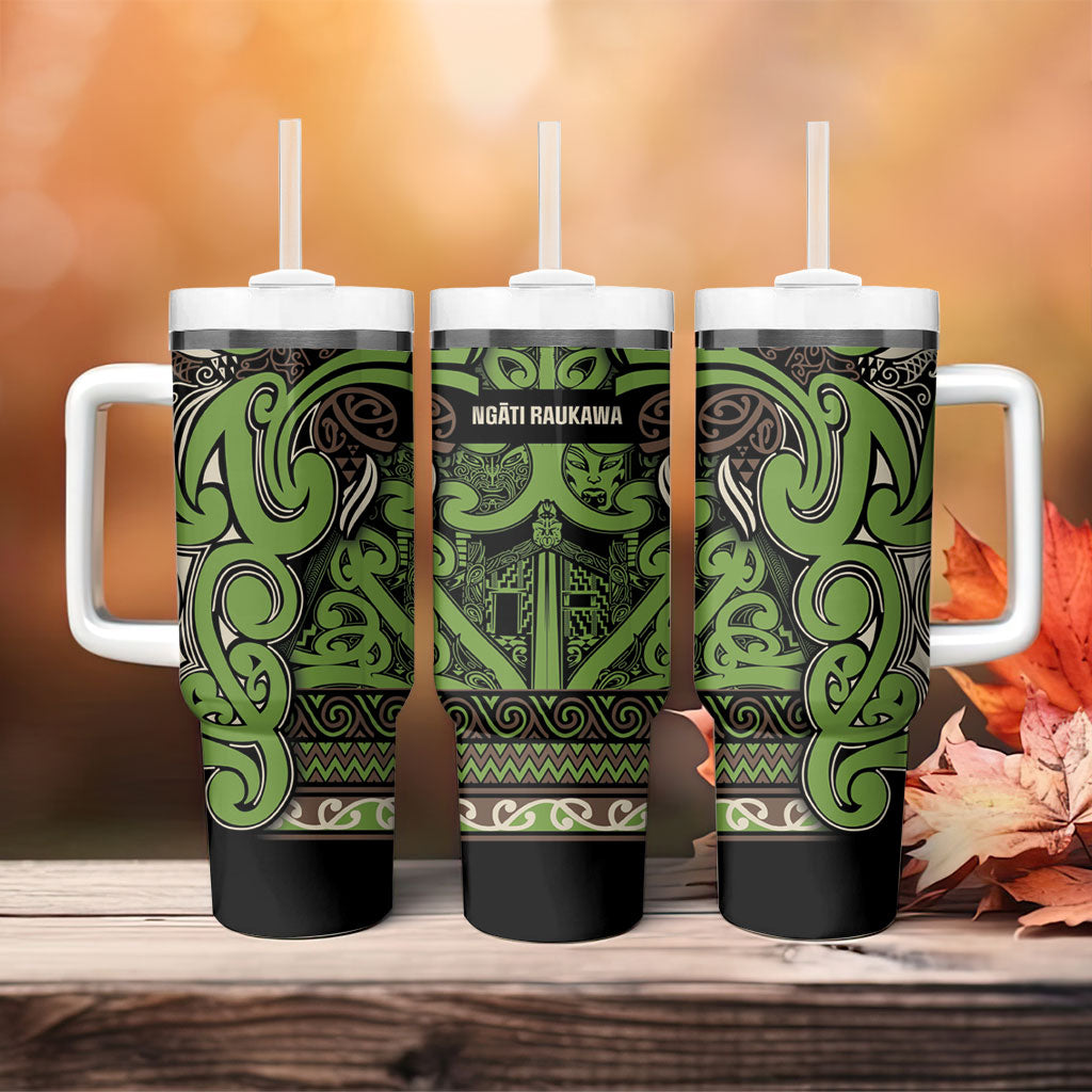 Aotearoa Iwi Ngati Raukawa Tumbler With Handle Maori Wharenui House Tribal Pattern
