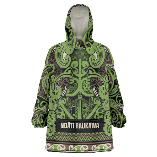 Aotearoa Iwi Ngati Raukawa Wearable Blanket Hoodie Maori Wharenui House Tribal Pattern