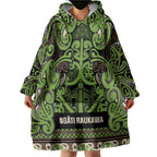 Aotearoa Iwi Ngati Raukawa Wearable Blanket Hoodie Maori Wharenui House Tribal Pattern