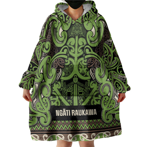 Aotearoa Iwi Ngati Raukawa Wearable Blanket Hoodie Maori Wharenui House Tribal Pattern
