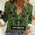 Aotearoa Iwi Ngati Raukawa Women Casual Shirt Maori Wharenui House Tribal Pattern