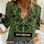 Aotearoa Iwi Ngati Raukawa Women Casual Shirt Maori Wharenui House Tribal Pattern