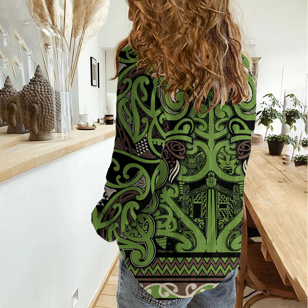 Aotearoa Iwi Ngati Raukawa Women Casual Shirt Maori Wharenui House Tribal Pattern
