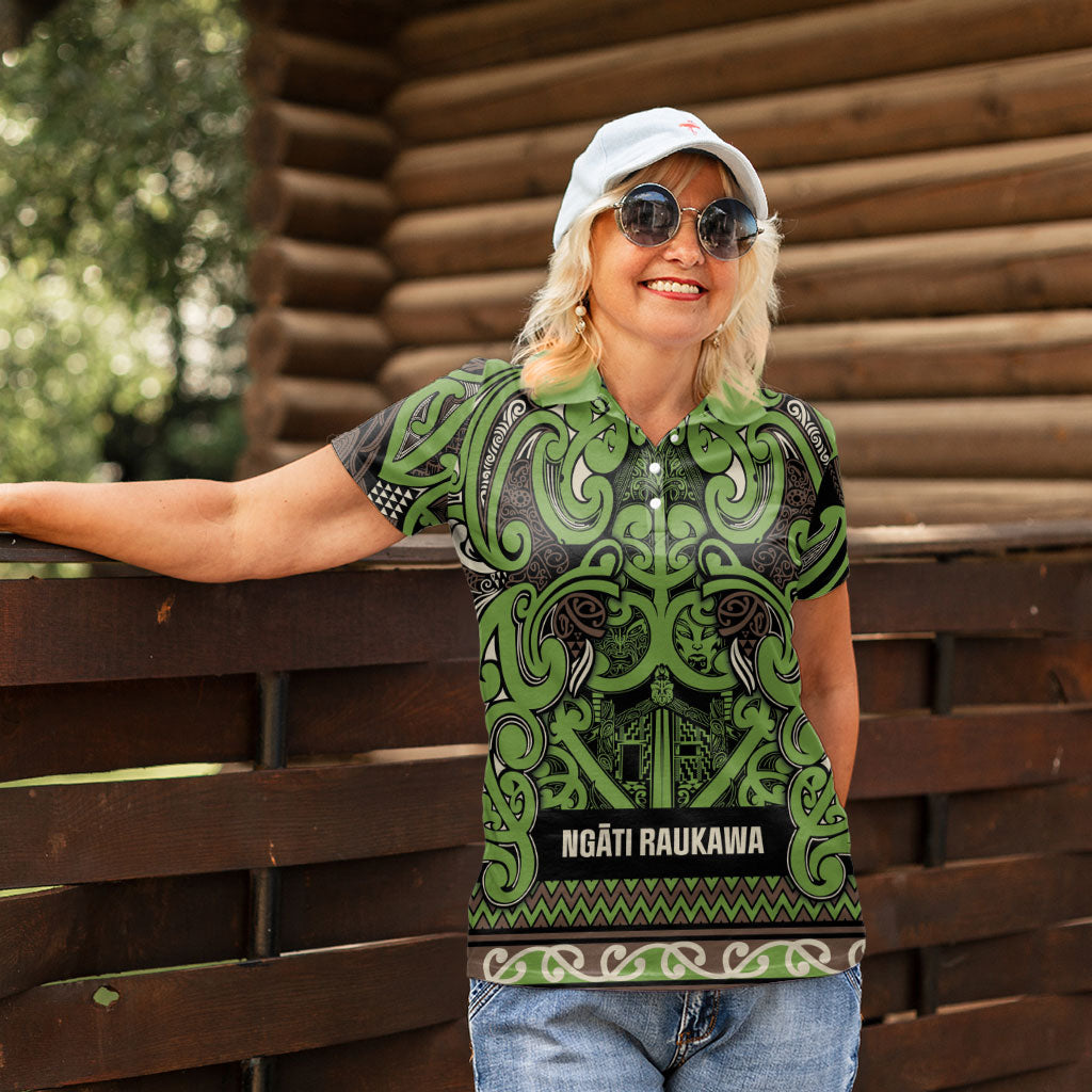 Aotearoa Iwi Ngati Raukawa Women Polo Shirt Maori Wharenui House Tribal Pattern