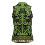 Aotearoa Iwi Ngati Raukawa Women Sleeveless Polo Shirt Maori Wharenui House Tribal Pattern