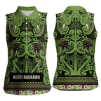 Aotearoa Iwi Ngati Raukawa Women Sleeveless Polo Shirt Maori Wharenui House Tribal Pattern