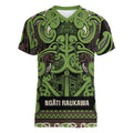 Aotearoa Iwi Ngati Raukawa Women V-Neck T-Shirt Maori Wharenui House Tribal Pattern