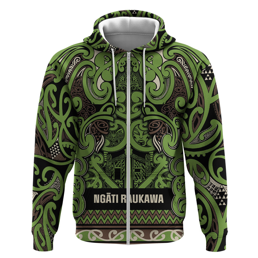 Aotearoa Iwi Ngati Raukawa Zip Hoodie Maori Wharenui House Tribal Pattern