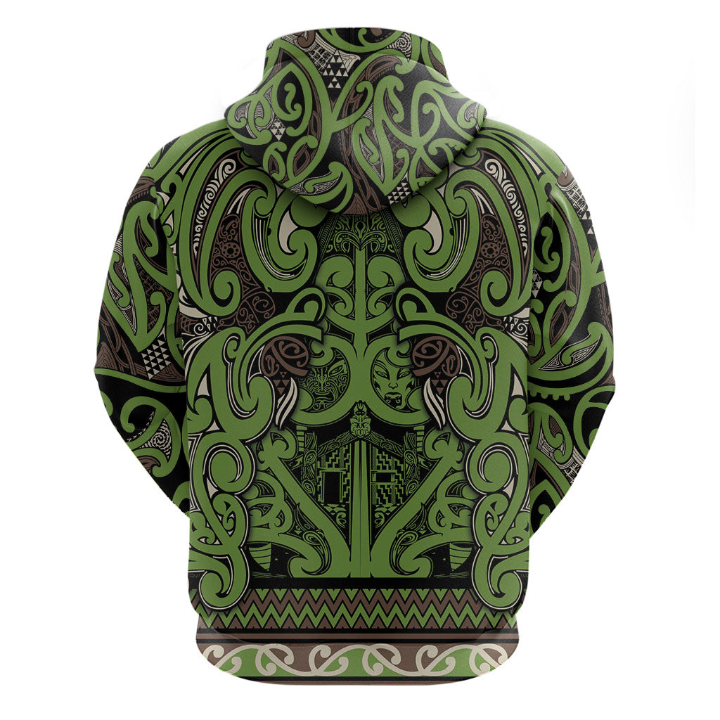 Aotearoa Iwi Ngati Raukawa Zip Hoodie Maori Wharenui House Tribal Pattern