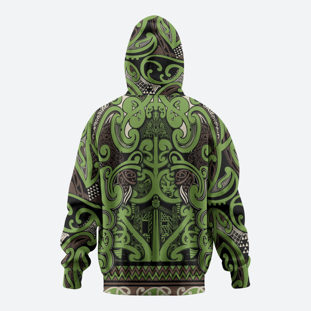 Aotearoa Iwi Ngati Raukawa Zip Hoodie Maori Wharenui House Tribal Pattern